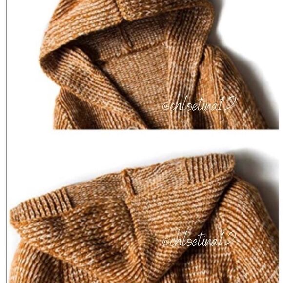 Men's Casual Loose Horn Button Up Mid Long Hooded - Picture 4 of 16